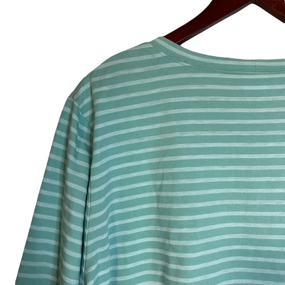 Hot Cotton Woman Mint Green Striped 3/4 Sleeve Tee Shirt Plus Size 2X - Picture 11 of 16